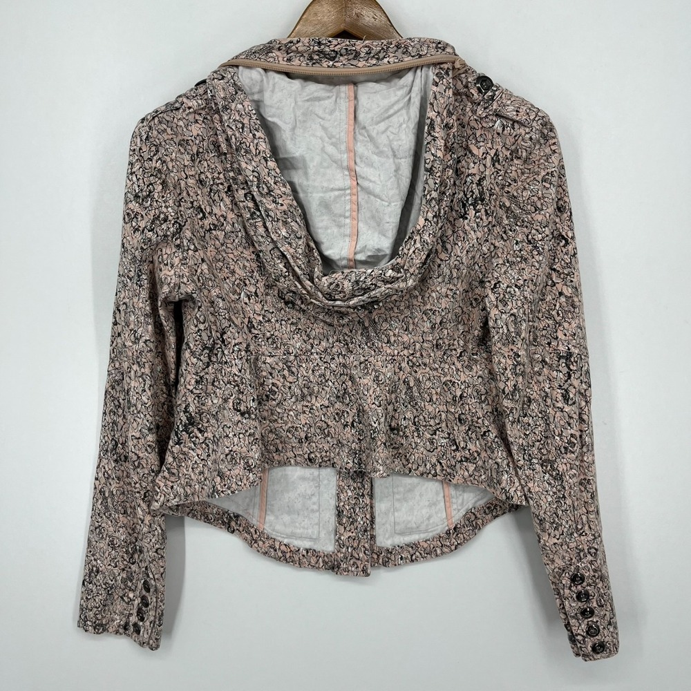 BCBGeneration Jacket Women's Size S Pink Floral Print Convertible Hood - Picture 5 of 9